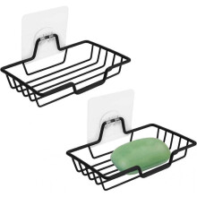 pcs Soap Dish, Stainless Steel Soap Dish Holder for Shower Bathroom Tub, Kitchen Sink, Waterproof and Rustproof (Black)