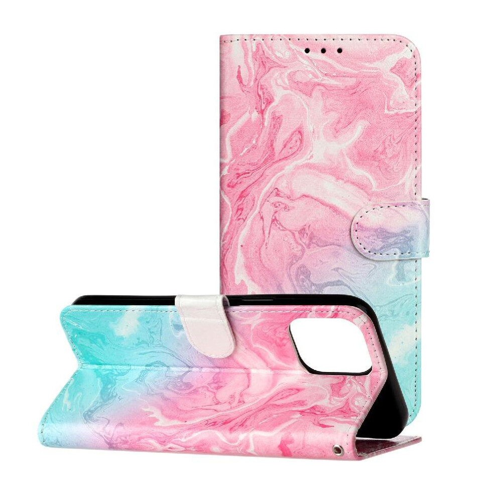 (Pink) Flip Case For Iphone 16 Pro Marble Pattern Pu Leather Wallet Magnetic Card Slots Holder Full Protection Pink 764563544332