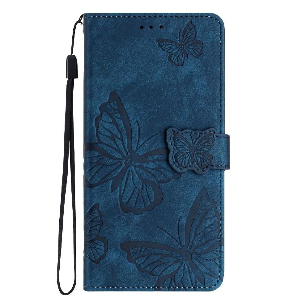 (Blue) Flip Case For Iphone 16E Pu Leather Wallet Card Slots Holder Butterfly Magnetic Closure Blue 764563544523