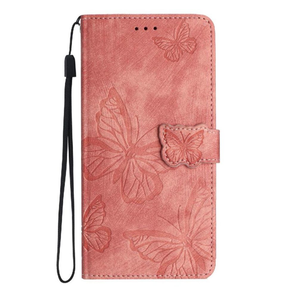 (Pink) Flip Case For Iphone 16E Pu Leather Wallet Card Slots Holder Butterfly Magnetic Closure Pink 764563544486