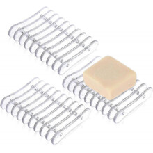3 Pcs Plastic Bar Soap Holder, Transparent Shower Soap Dish, Self Draining Soap Savers Clear Soap Drainer Dish Tray Soap Bar