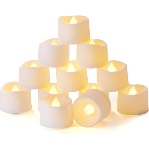 12 Pcs Battery Tea Lights With Timer , Warm White