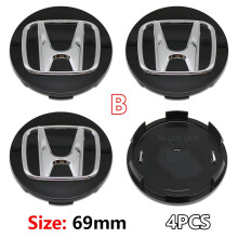 (B 69mm) 4Pcs ABS 58mm 69mm Car Wheel Center Hub Center Cap Rim Hub Dustproof Cover Emblemem For Honda Accord CRV XRV Civic Odyssey Acces