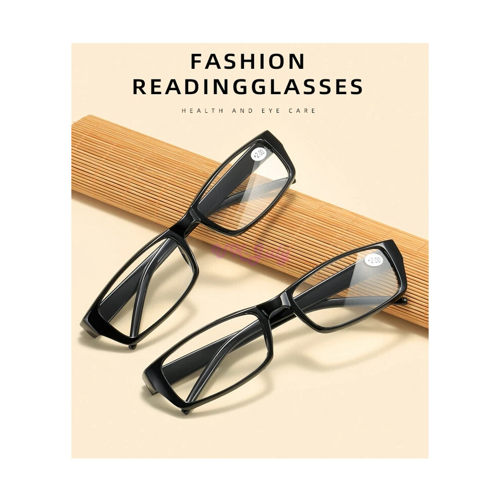 (Black, =+1.00 strength) 10 PACK Mens Unisex Blocking Reading Glasses Black Spring Hinge Readers NEW