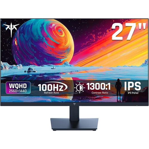 KTC 27 Inch Monitor 1440P, QHD 2K@100Hz IPS PC Monitor, Ultra Thin Bazels, Anti-Blue Light, HDR10, 116% sRGB, 95% DCI-P3, 300 Nits, 5ms MPRT