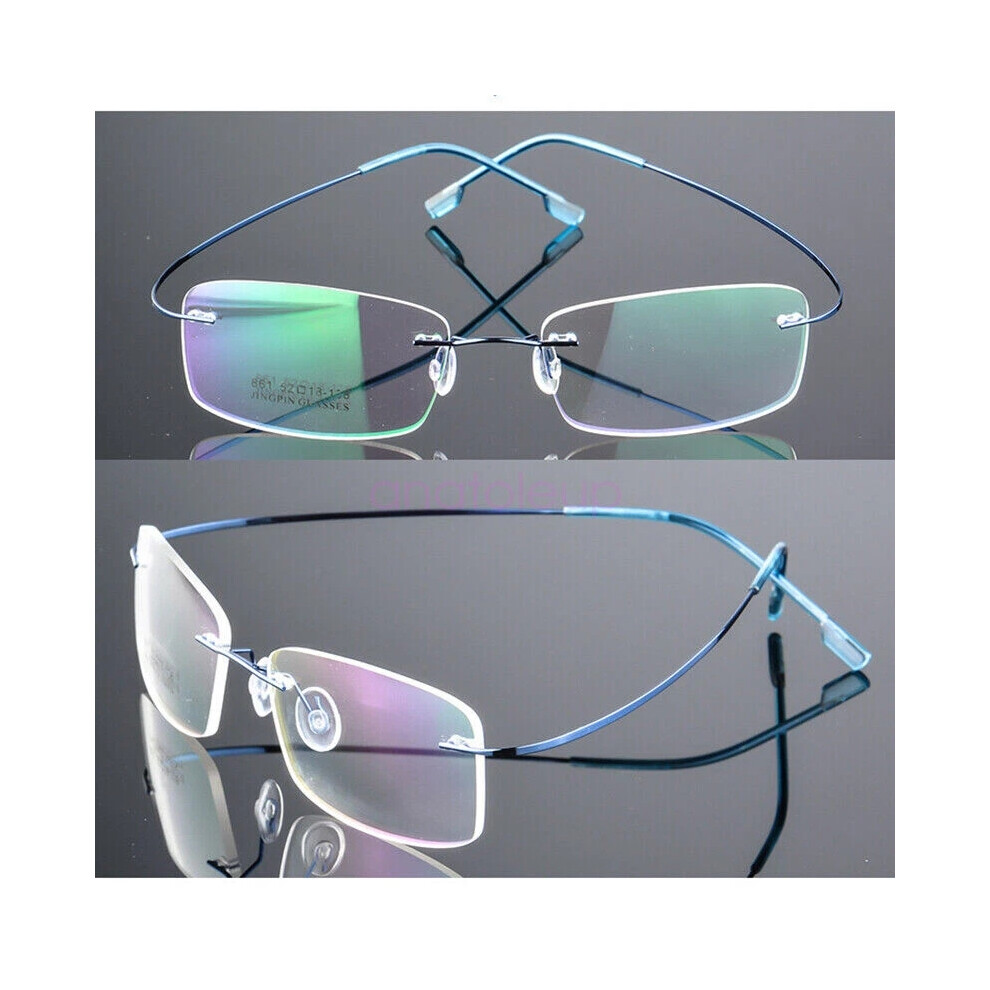 (Blue, +3.50 strength) Frameless lightweight alloy Slim Rectangle anti-blue light reading glasses hot-image-OPC-PHGGJ76-NEW