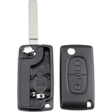 01A Adatto per Citroen C3 Sostituzione Guscio Chiave Telecomando a 2 Pulsanti CE0536 VA2, Nero