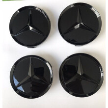 4 Logoa Emblem Mercedes Rim Hub Cap Pyörän keskimerkki Musta 75mm