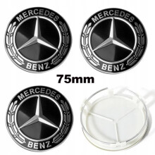 BEQ - 4 kpl 75mm täysmusta Mercedes Benz pyörän keskikorkit logo napavanteen tunnus