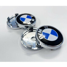 4OD60mm BMW Logo Chrome Retrofit Wheel Center Caps Modifioidut vannemerkit Sininen+hopea