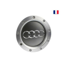 PEZZO RUOTA DI SCORTA - VALVOLA PNEUMATICO x4 coprimozzo grigio 60mm con emblema Audi