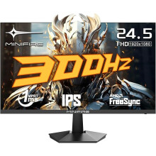 Minifire 24 Inch Gaming Monitor, 240Hz/300Hz, 1ms, IPS Panel, HDMI 2.1, Adaptive-Sync, FHD 1080P Frameless Screen, DisplayPort 1.4（MFG25X1 Pro）