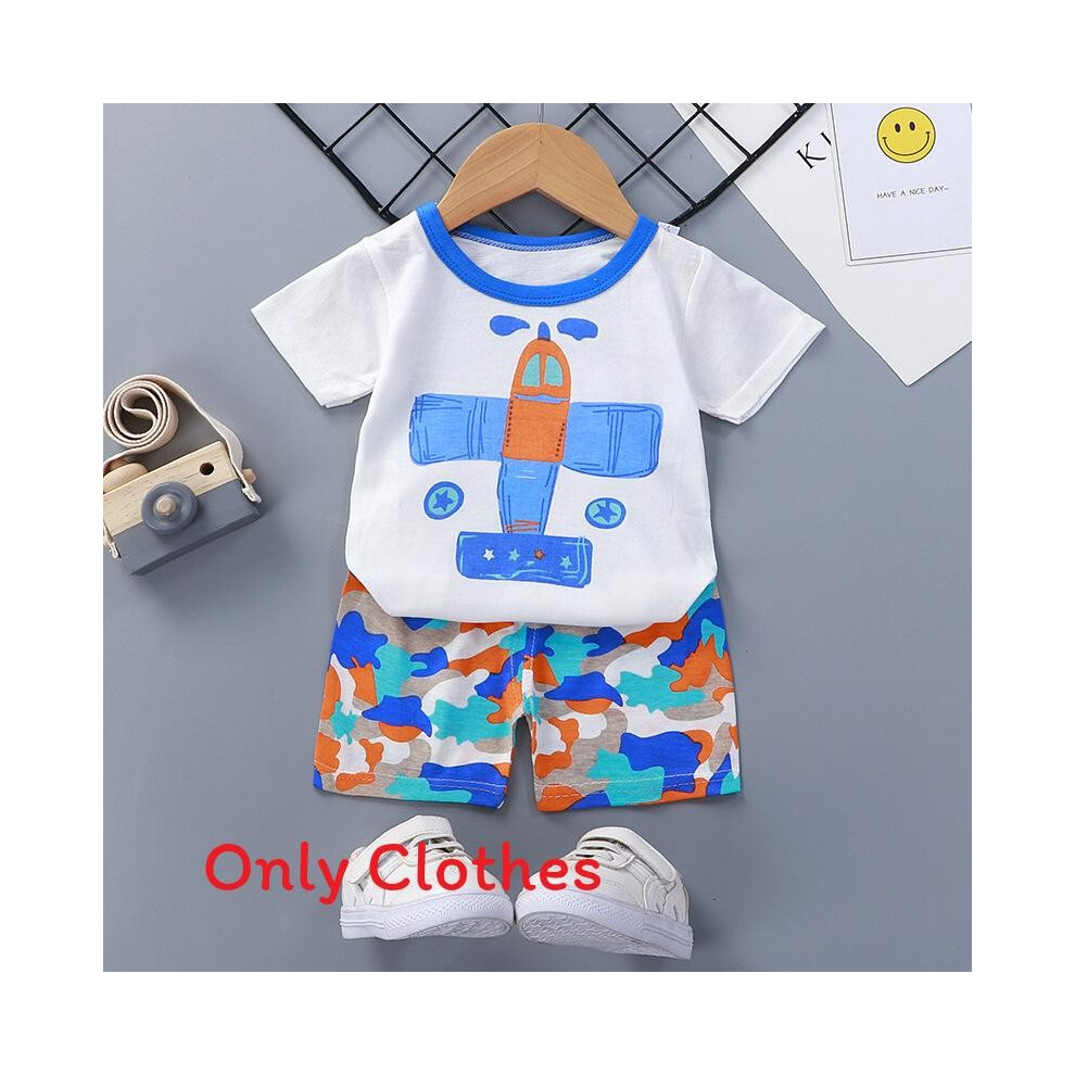 (Blue Plane,110Cm)Conjunto De Camiseta Corta De Dibujos Animados Para Bebé Con AlgodóN Transpirable Para Uso De Verano Familiar-image