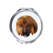 Tibetský mastif - zrkadlo so záberom a geometrickým nápisom značky Art-Dog