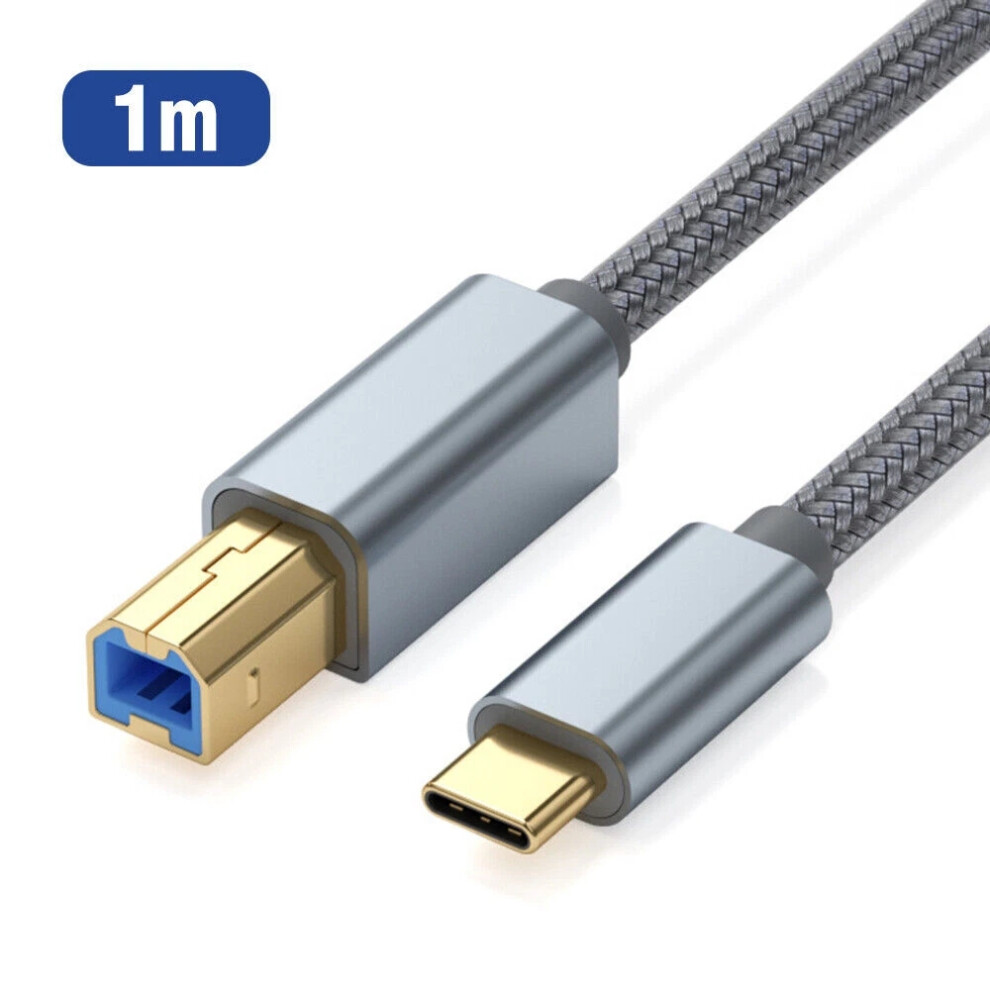 (1M) Type C To B Interface Cord For Printer Phone Usb C To Usb 2.0 B Midi Cable Uk 6963793590933