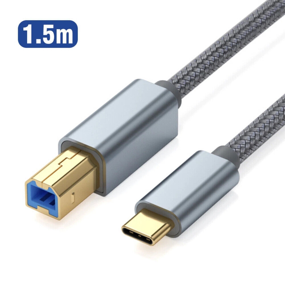 (1.5M) Type C To B Interface Cord For Printer Phone Usb C To Usb 2.0 B Midi Cable Uk 6963793590926