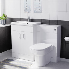 Nes Home 1100 mm Basin Vanity Cabinet & Back To Wall WC Toilet Suite White