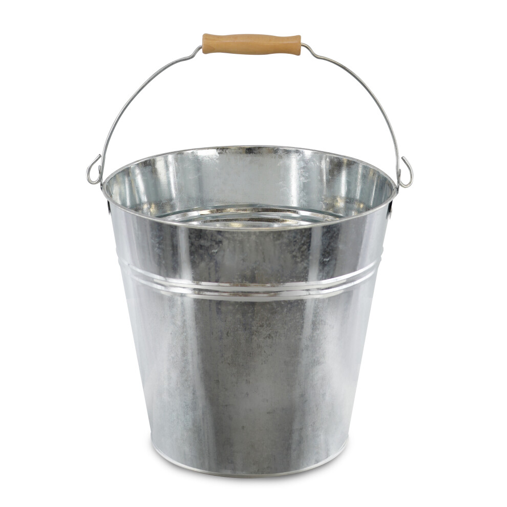 GEEZY Metal Bucket Tin Pot Garden Galvanised Zinc Planter Wooden Handle Ice Bucket 10L