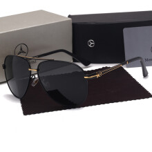 (Black Gold Frame) Benz Fashion Sunglasses Men's Polarized Aviator Driving Glasses UV400 Protection-The first picture prevails