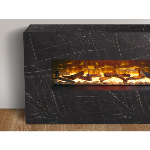 Acantha Bloc Pre-Built Black Marble Effect Fully Inset Media Wall Suite 2