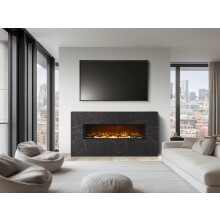 Acantha Bloc Pre-Built Black Marble Effect Fully Inset Media Wall Suite