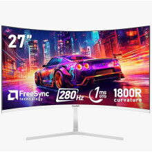 Gawfolk 27 Inch PC computer screen,1800R Curved Gaming 280Hz Monitors, FHD1080p 1ms without Bezel, freesync, 98%sRGB,178 ° Angle View HDMI