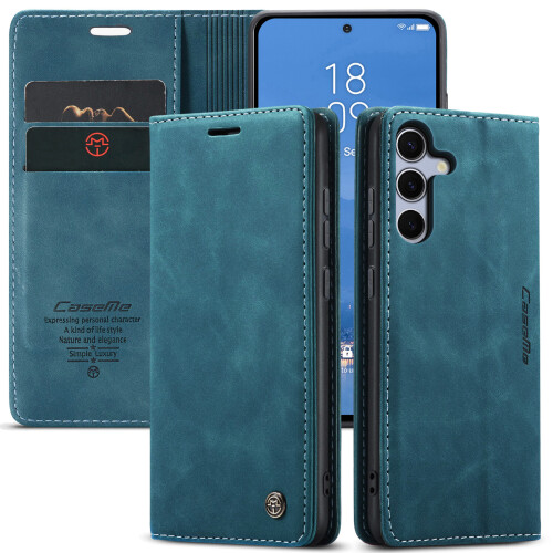 Wallet Case For Samsung S25 Plus Leather Flip Magnetic TPU Shell blue 2
