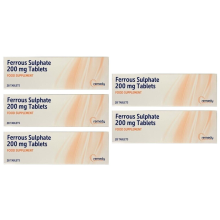 Ferrous Sulphate 200mg Iron Tablets – 5 x 28 (140 tablets) for Iron Deficiency Anemia – Remedy Healthcare