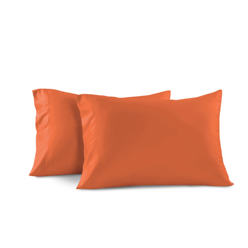 (Rust, Plain Pillowcase 2-Pack) Luxury Duvet Cover with Fitted sheet & Pillow Case 2