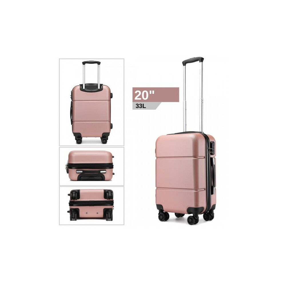 (Rose Gold ) Cube Design Hard Shell ABS 20'' Cabin Size Carry-On Suitcase (55x38x20cm/4 Colours)-image-OPC-PHGH5N9-NEW