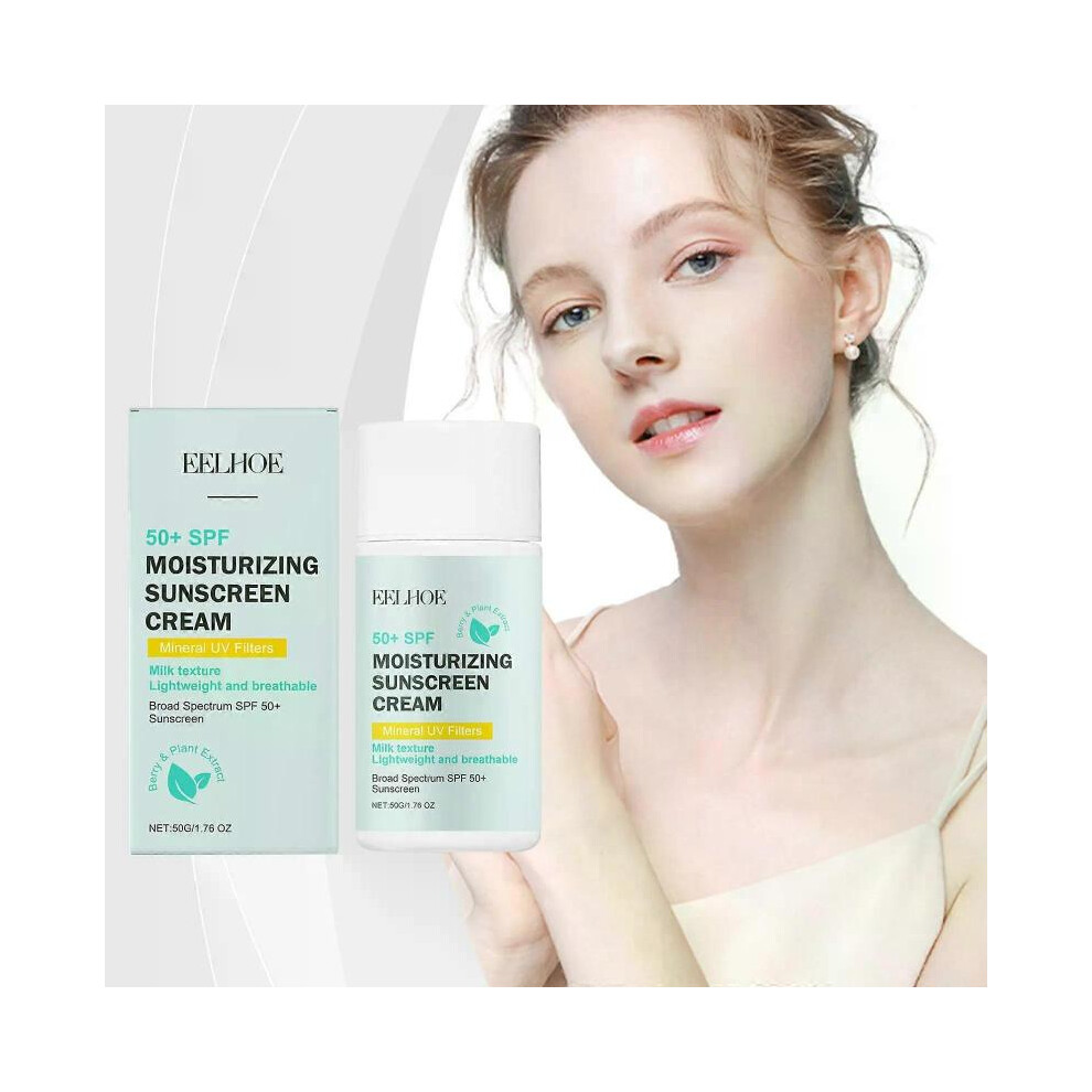 (1pc)Crème solaire hydratanteTexte de laitLéger et respirantSpectre large SPF 50+Non collant, protection longue durée