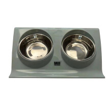 Comederos de plástico para perros y gatos con soporte, juego de 2