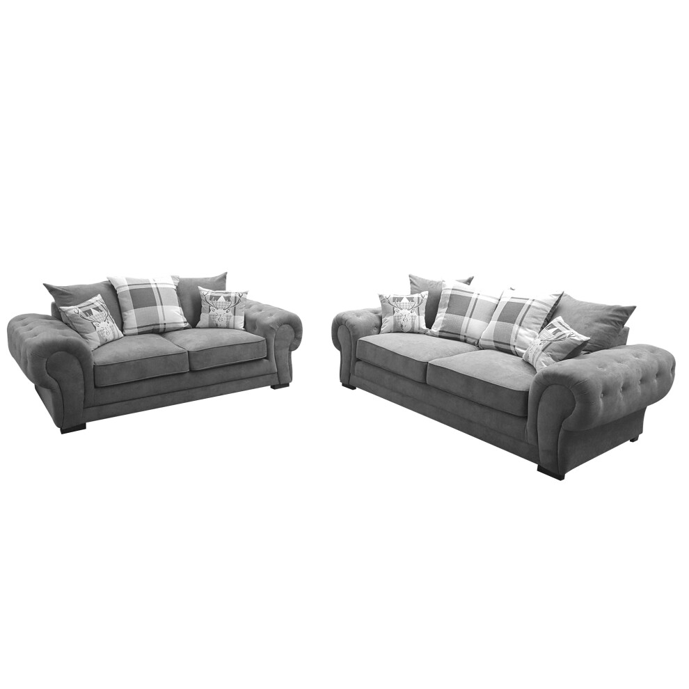 VERONA 3+2 SEATER SOFA SET GREY DESIGNER SCATTER CUSHIONS-image-OPC-PHGH8BY-NEW