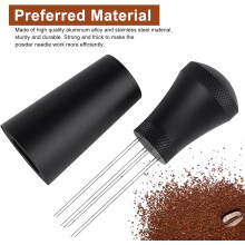 (Silver) WDT Tool Espresso Coffee Stirrer, Aluminum Alloy Coffee Stirrers Distributor with Stand, Coffee Distributor with 7 Needles