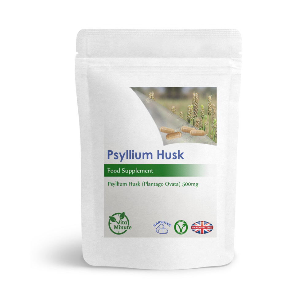 Vitaminute Natural Psyllium Husk 500Mg - 90 Capsules (V) Digestive Dietary Fibre