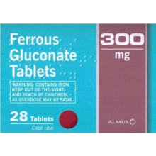 Ferrous (Iron) Gluconate 300mg - 28 tablets - Brands May Vary