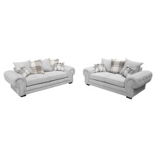 VERONA 3+2 SEATER SOFA SET LIGHT GREY DESIGNER SCATTER CUSHIONS