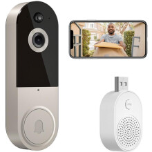 (beige) Smart Wireless Video Rotating Doorbell Camera, AI Human Detection Video Doorbell Camera, Two-Way Audio Video Doorbell Camera with Real-Time Alerts