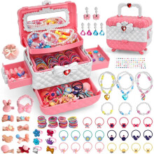 (Pink, 1set) Kids Jewelry Collection Set, Cute Jewelry Box for Girls, Pretend Play Jewelry Set, Birthday Gift