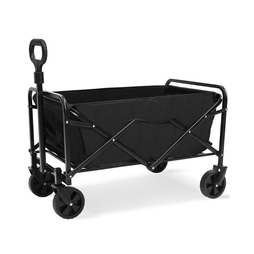 (Black) New Heavy Duty Foldable Fishing Trolley Pull Cart Garden Camping Festival Beach~ wagon