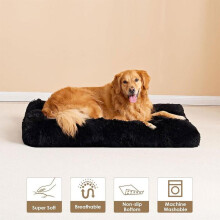 (Dark Grey, XXL?110X75CM?) L/XL/XXL Warm Plush Dog Bed Mat Washable Calming Cushion for Pet Puppy Large Dog cat