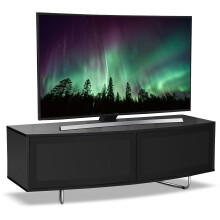 Centurion Supports Caru Gloss Black Beam-Thru Remote Friendly D Shape Design 32"-65" LED/OLED/LCD TV Cabinet