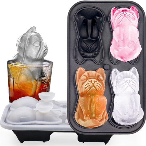 Δίσκος για παγάκια με καπάκι - 3D French Bulldog, Καλούπια για παγάκια 2 ιντσών, A 2