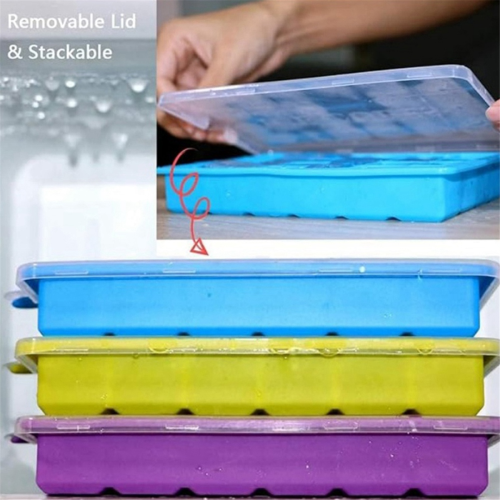 Forma de gelo de silicone com 24 grades e tampa B 2