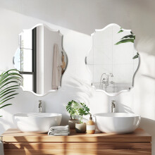50x70cm Frameless Silver Wall Hanging Vanity Mirror Beveled Edge