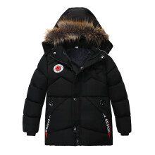 (Black, 7-8Years) Kids Boys' Winter Padded Jacket Fur Hooded Coats