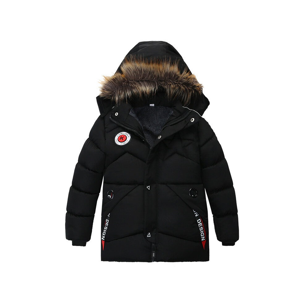 Xcsgsra (Black, 7-8Years) Kids Boys' Winter Padded Jacket Fur Hooded Coats Not,Specified
