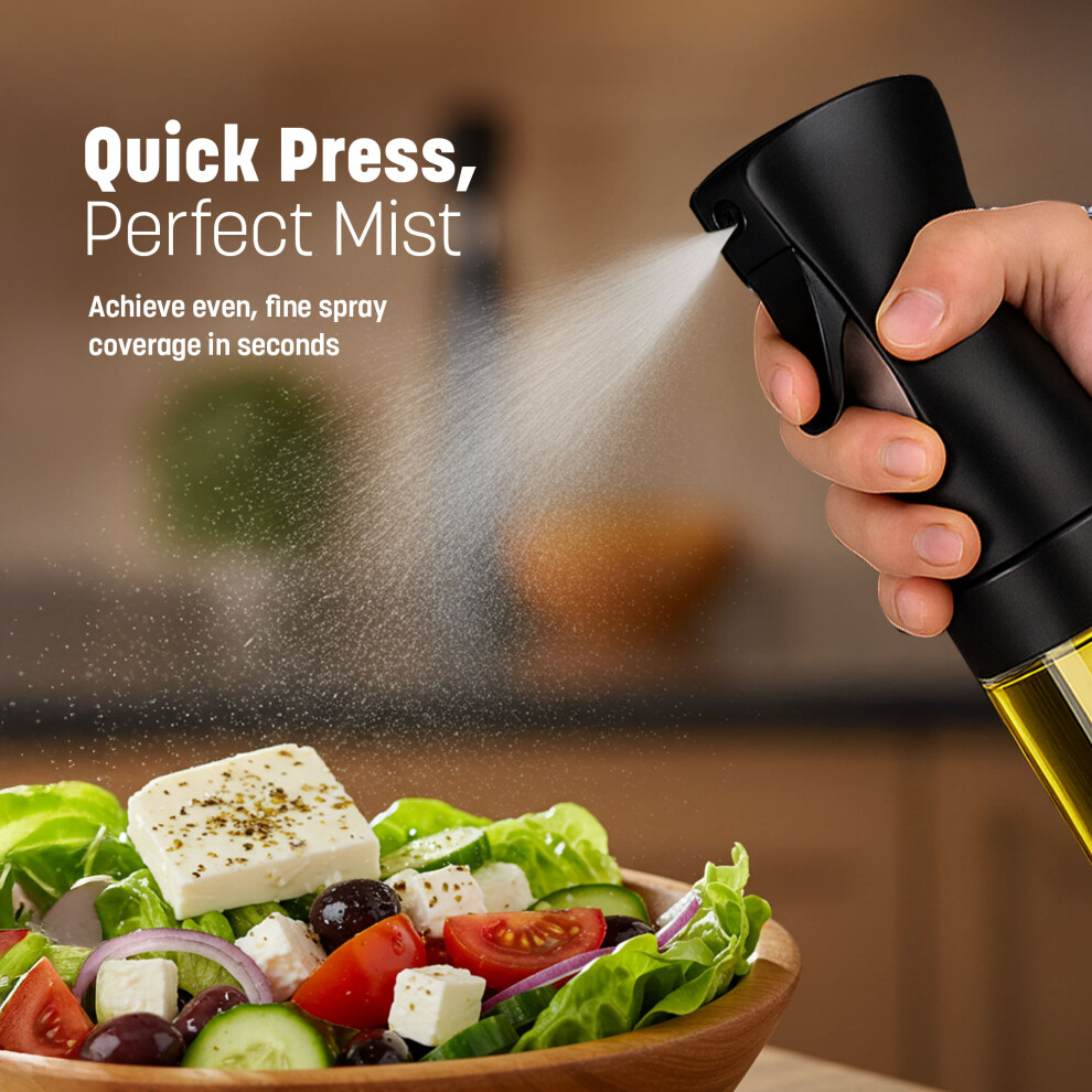 KEPLIN  Black 220ml Oil Sprayer Bottle  BPA Free Refillable Olive Oil Mister for Air Fryer, Cooking, Baking & Grilling Fine Mist Spray