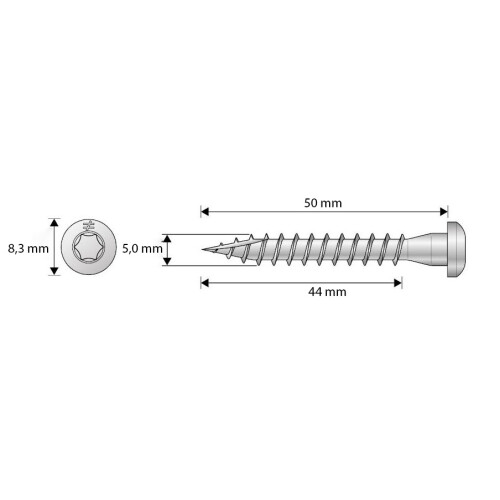 CSA 5.0x50mm puusepän liitosruuvit 2
