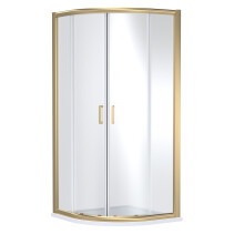 Contemporary Bathroom Quadrant Shower Enclosure with Shower Tray - 900 x 900mm, Brushed Brass/White